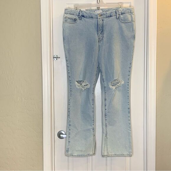 Good American Good Boyfriend Distressed Jeans Denim Women Blue Size 16 - Picture 11 of 12